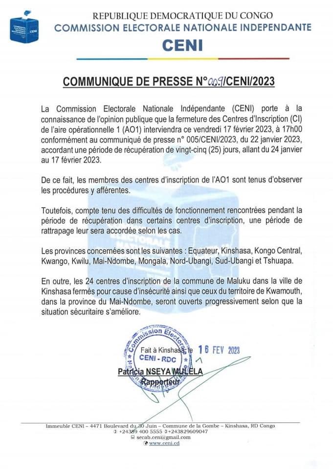 communique ceni