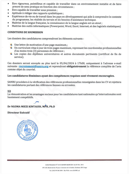 ASSISTANT ADMINISTRATIF ET FINANCIER - Congo Pub Online