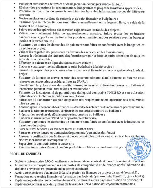 ASSISTANT ADMINISTRATIF ET FINANCIER - Congo Pub Online